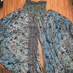 Bohemian Blue Paisley Wide-Leg Pants